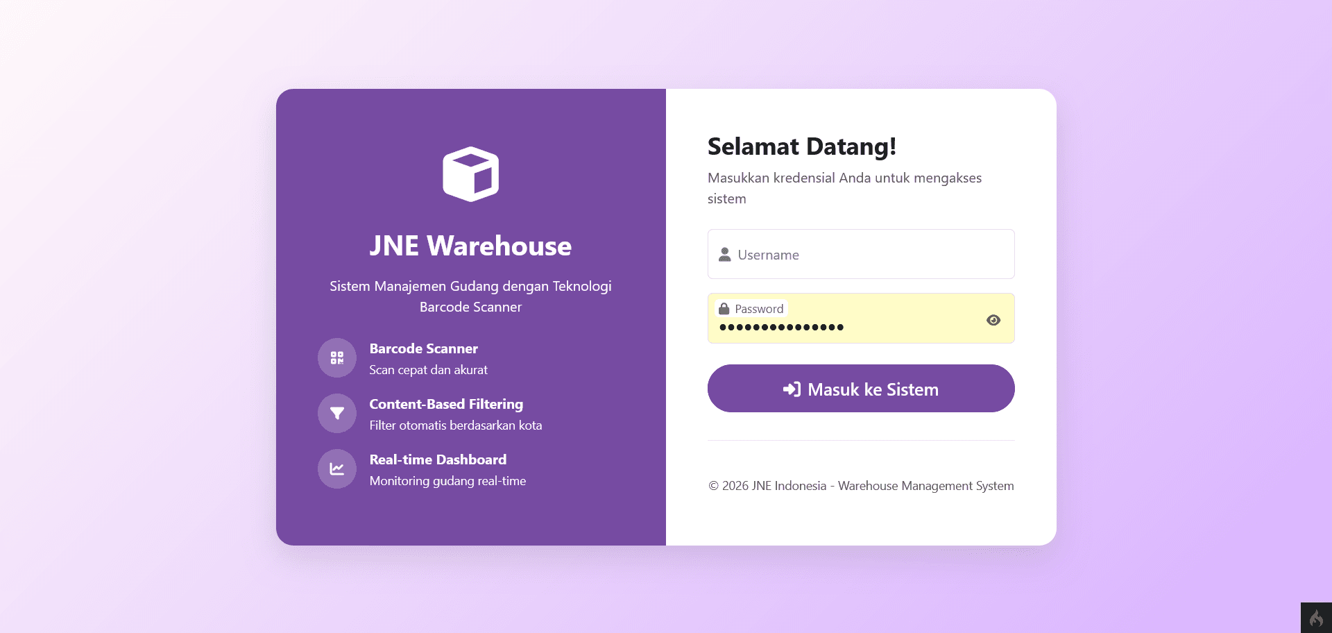JNE Warehouse Tracking